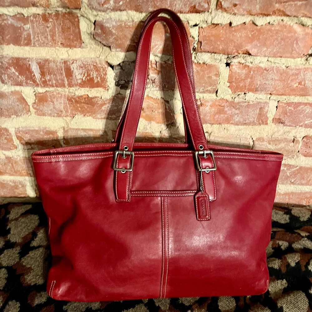 Vintage Coach Hampton shoulder bag red leather #5246